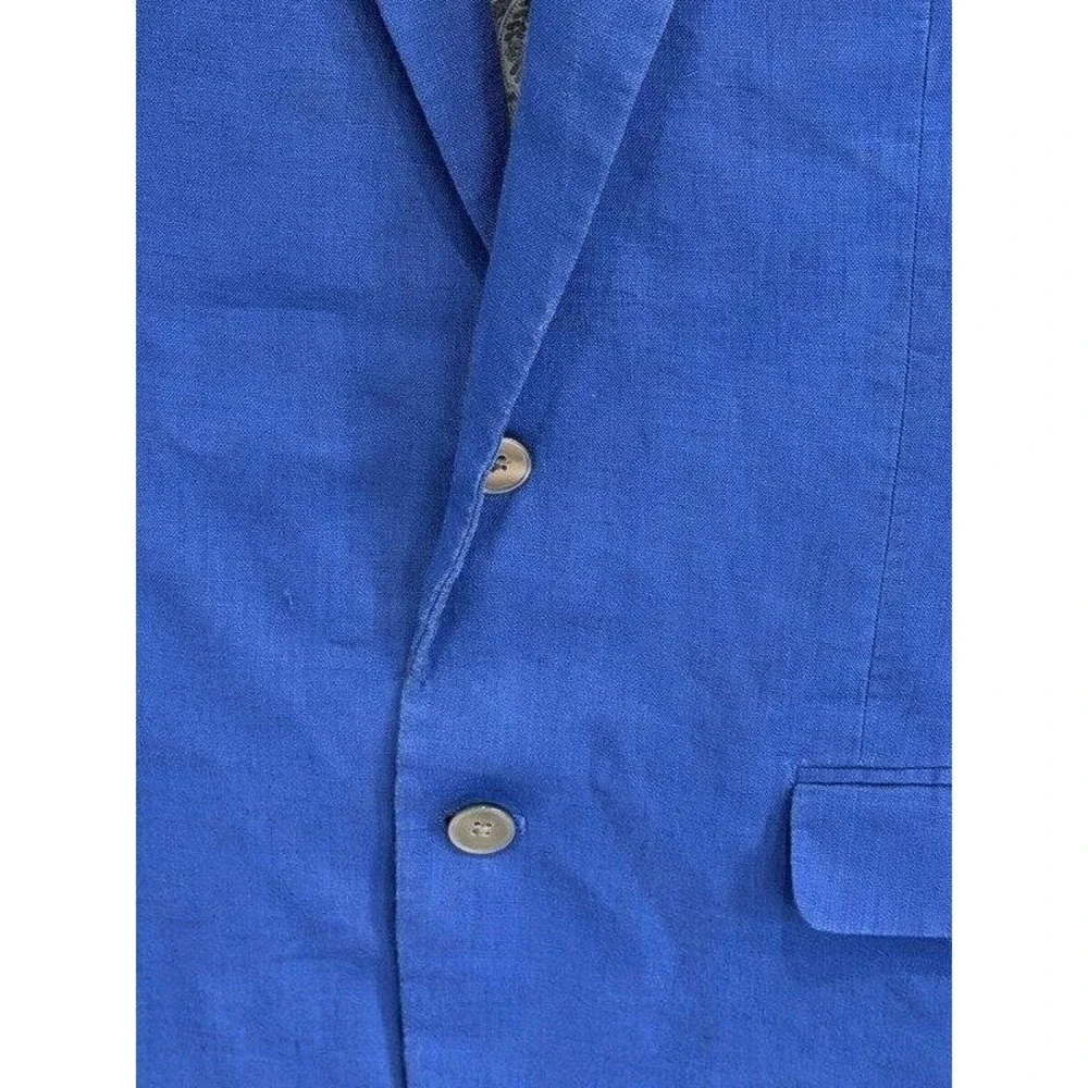 Lauren Ralph Lauren Royal Blue 100% Linen Mens Blazer Jacket Size 42L